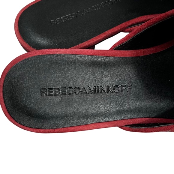 Rebecca Minkoff Chamille Red Suede Studded Leather Pointed Toe Mule Shoes Size 7 - Picture 8 of 10